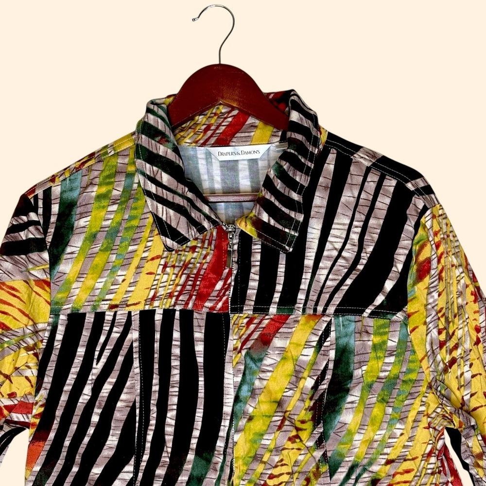 Drapers‎ & Damons Womens XL Jacket Geometric Print Art to Wear Artsy Safari - Picture 2 of 10